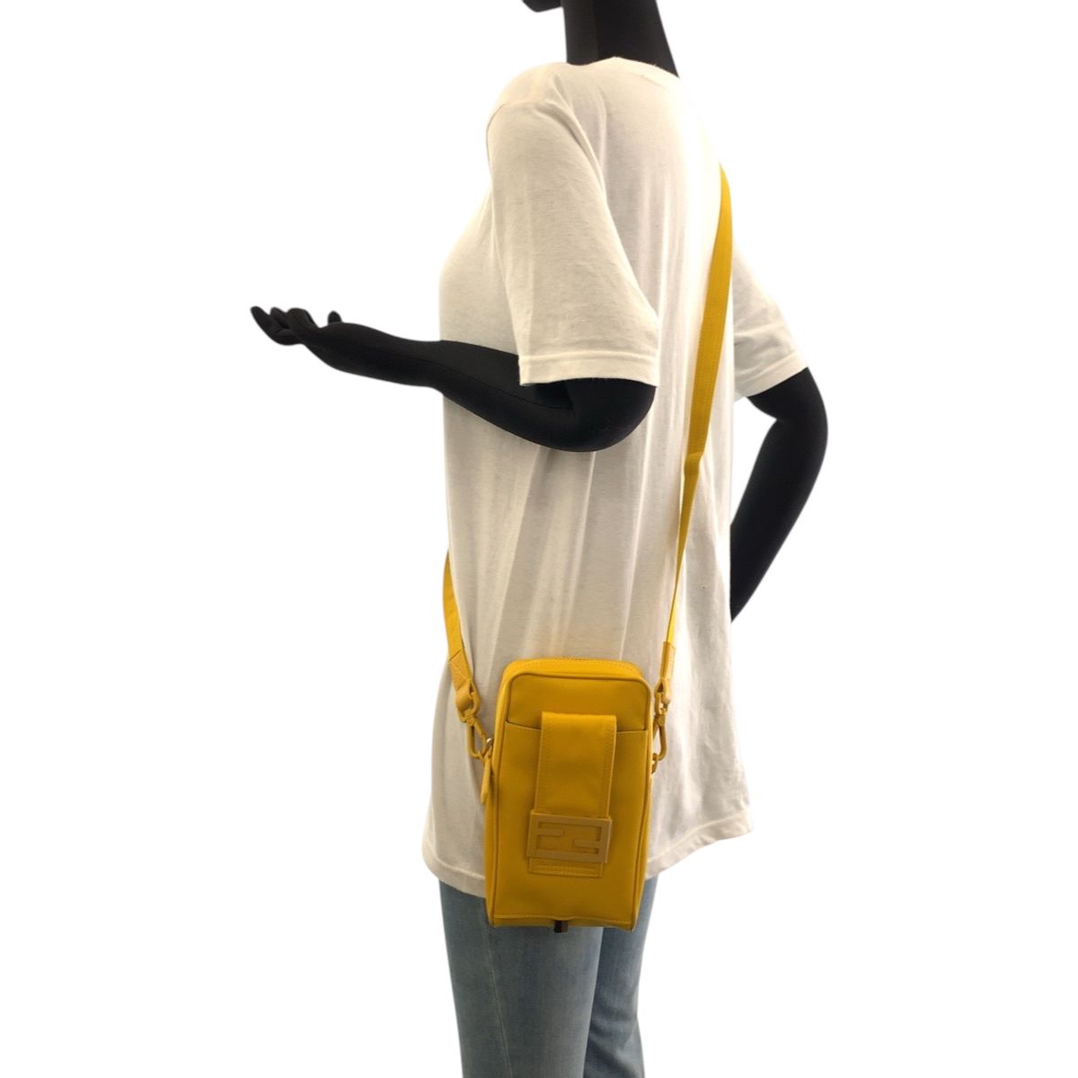 Fendi Logo Yellow Nylon Shoulder Bag Pochette — view 7