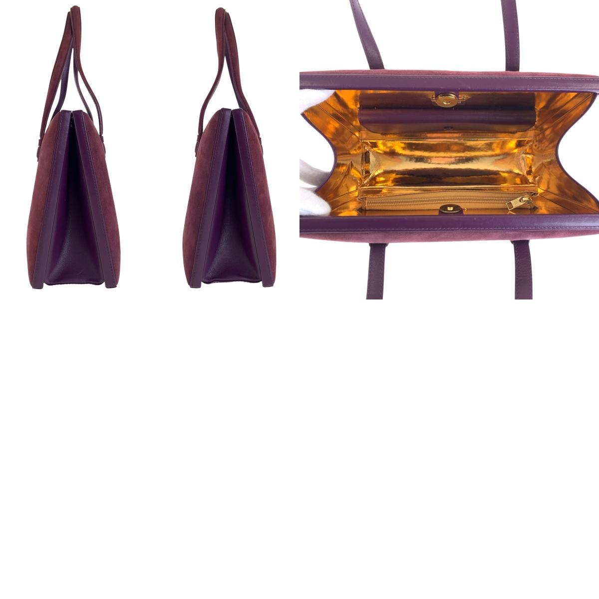 Loewe Anagram Purple Gold Suede Leather Tote Shoulder — view 9
