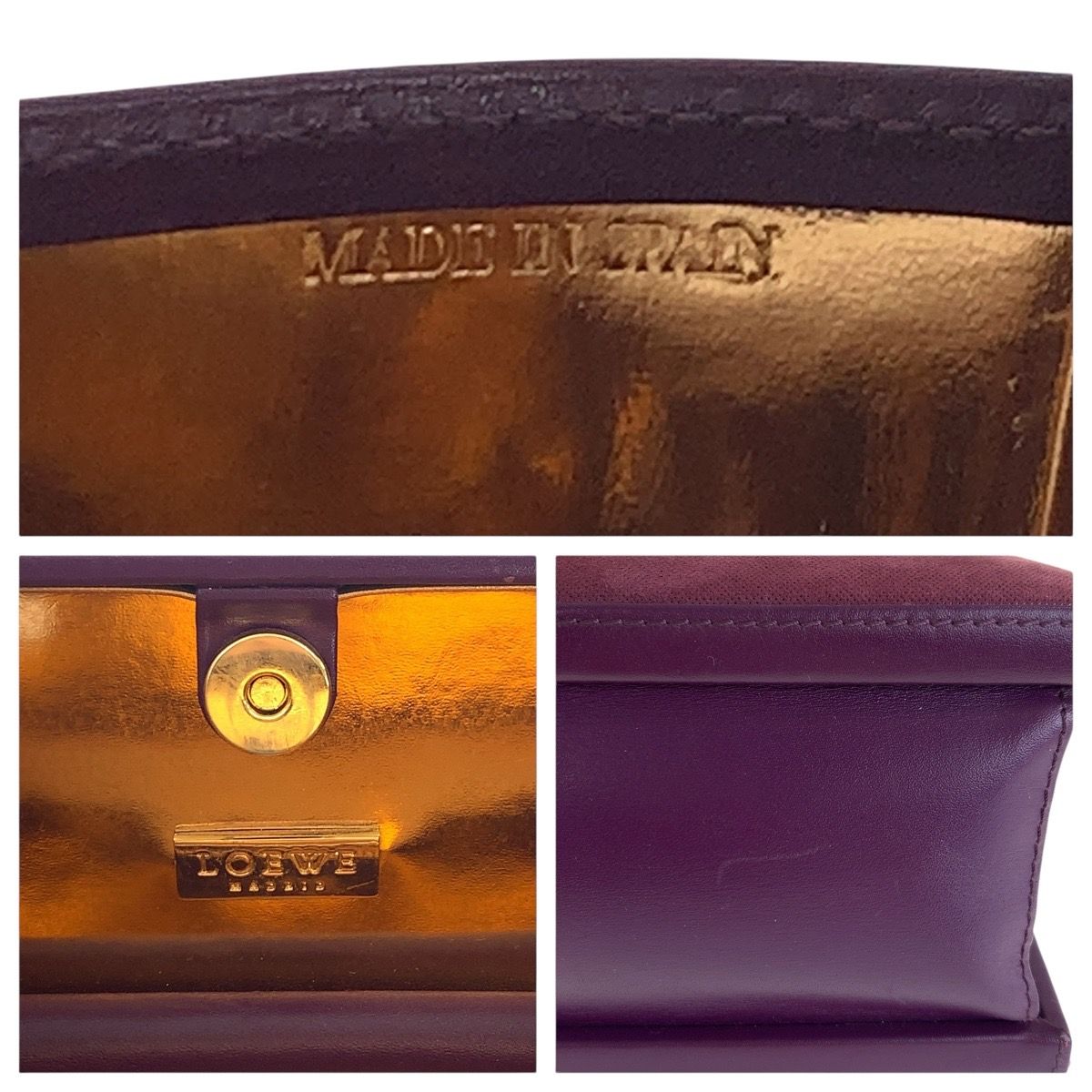 Loewe Anagram Purple Gold Suede Leather Tote Shoulder — view 4