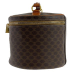 Celine Vintage Macadam Brown Gold Leather Handbag Vanity Pouch — view 7