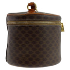 Celine Vintage Macadam Brown Gold Leather Handbag Vanity Pouch — view 8