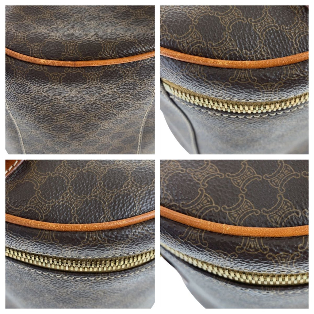 Celine Vintage Macadam Brown Gold Leather Handbag Vanity Pouch — view 3