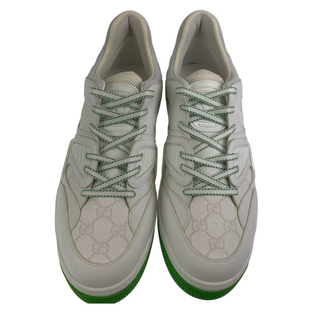 Gucci Basket GG Pattern 11 White Green Leather Sneakers — view 3