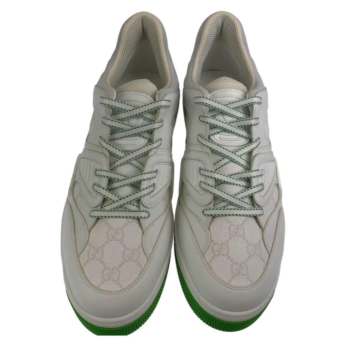 Gucci Basket GG Pattern 11 White Green Leather Sneakers — view 3