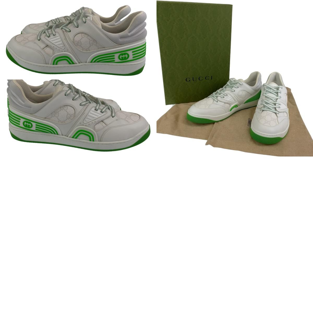 Gucci Basket GG Pattern 11 White Green Leather Sneakers — view 9