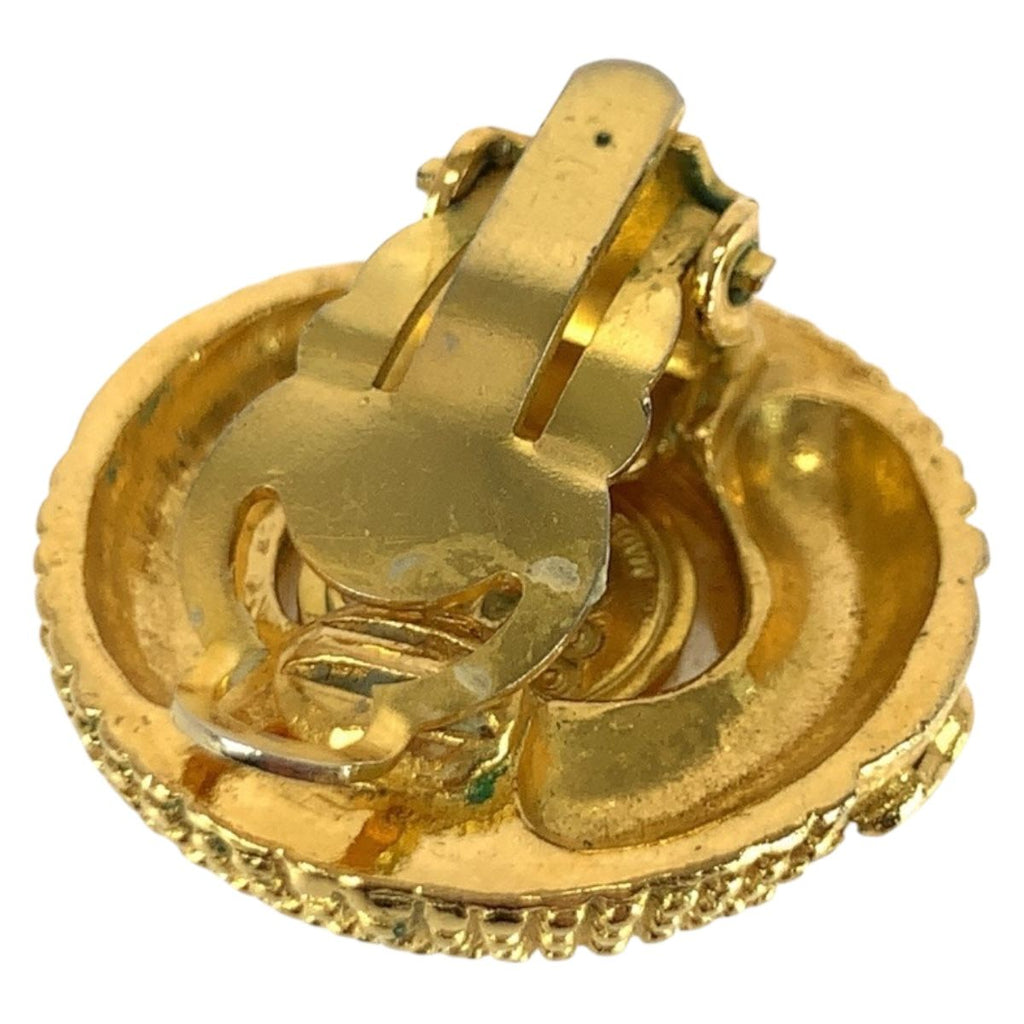 Chanel Vintage Faux Pearl CC Logo Gold White Plated Earrings — view 5
