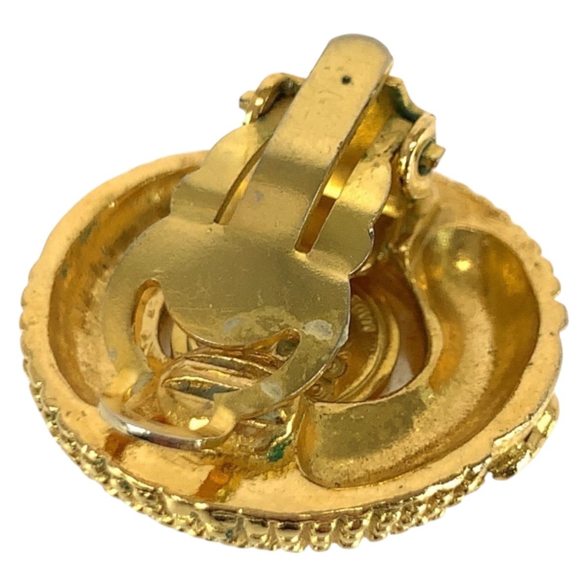 Chanel Vintage Faux Pearl CC Logo Gold White Plated Earrings — view 5