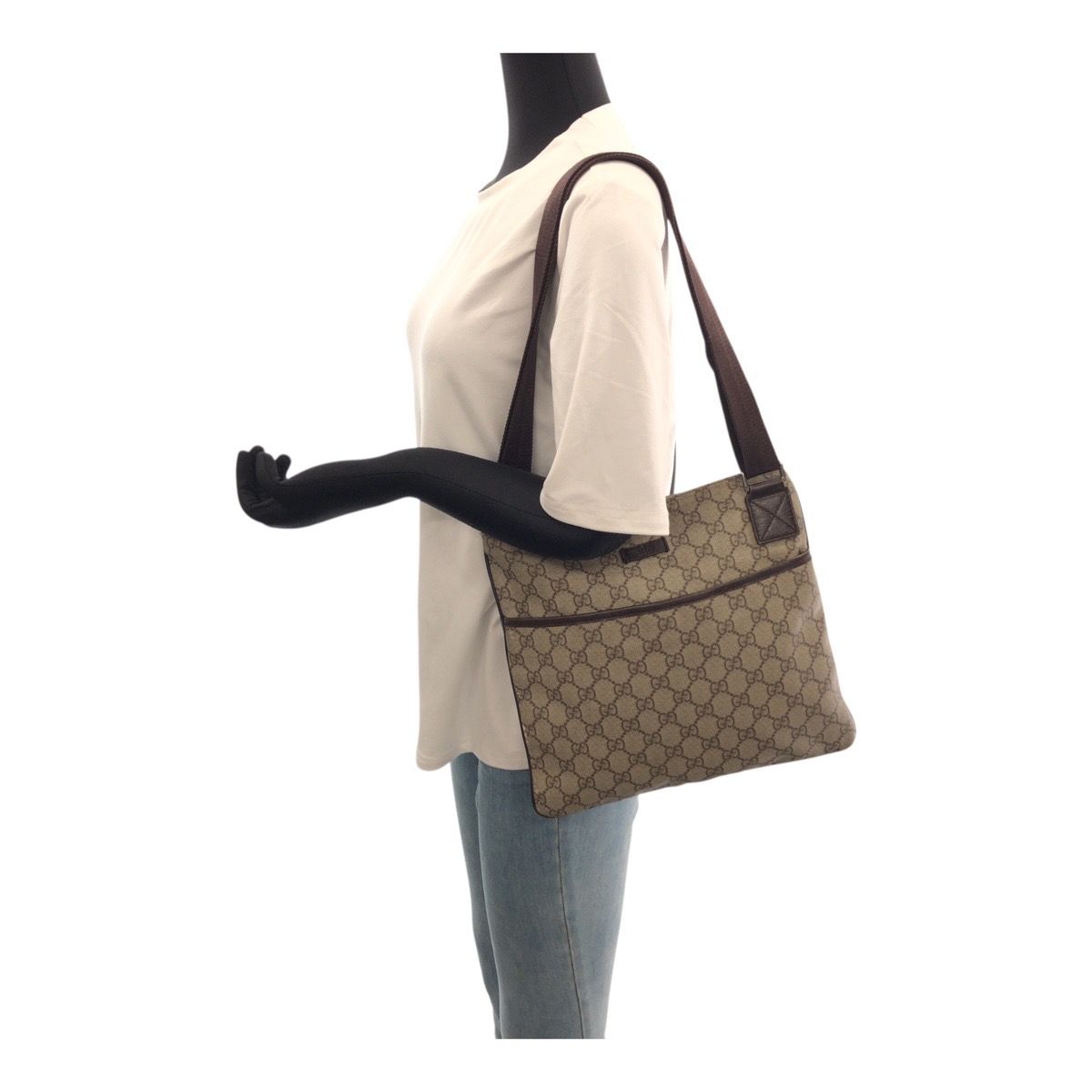 Gucci Brown Silver GG Supreme Canvas Shoulder — view 7