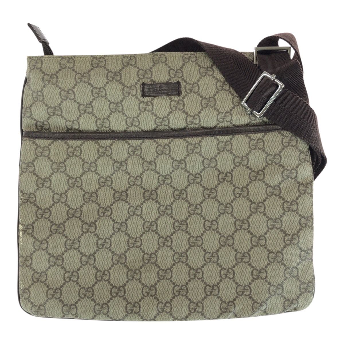 Gucci Brown Silver GG Supreme Canvas Shoulder