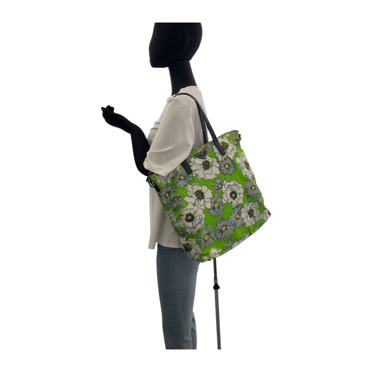 Prada Tessuto Green Multicolor Silver Nylon Tote Shoulder — view 7