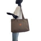 Celine Vintage Macadam Brown Gold 2 Tote Shoulder — view 6