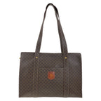 Celine Vintage Macadam Brown Gold 2 Tote Shoulder