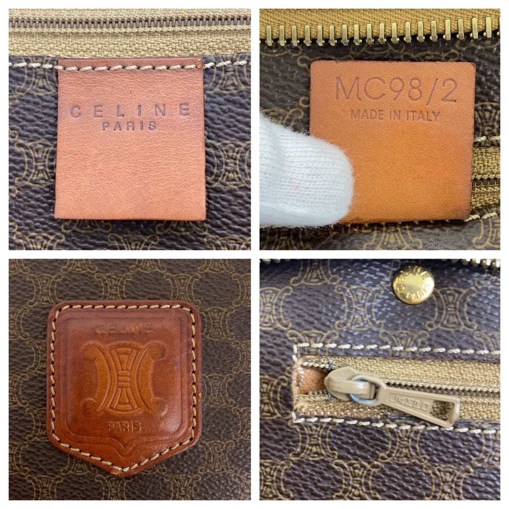 Celine Vintage Macadam Brown Gold 2 Tote Shoulder — view 4