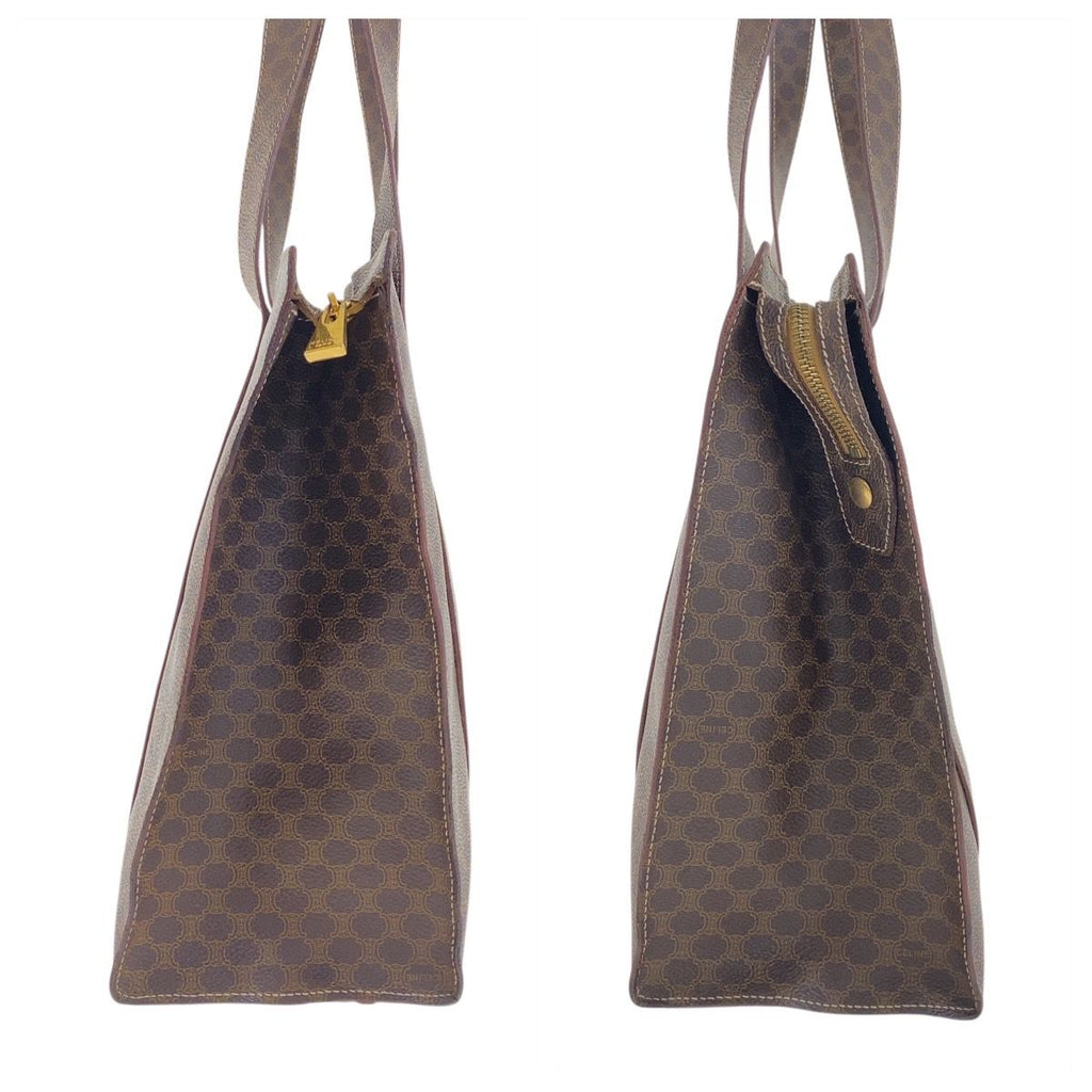 Celine Vintage Macadam Brown Gold 2 Tote Shoulder — view 7