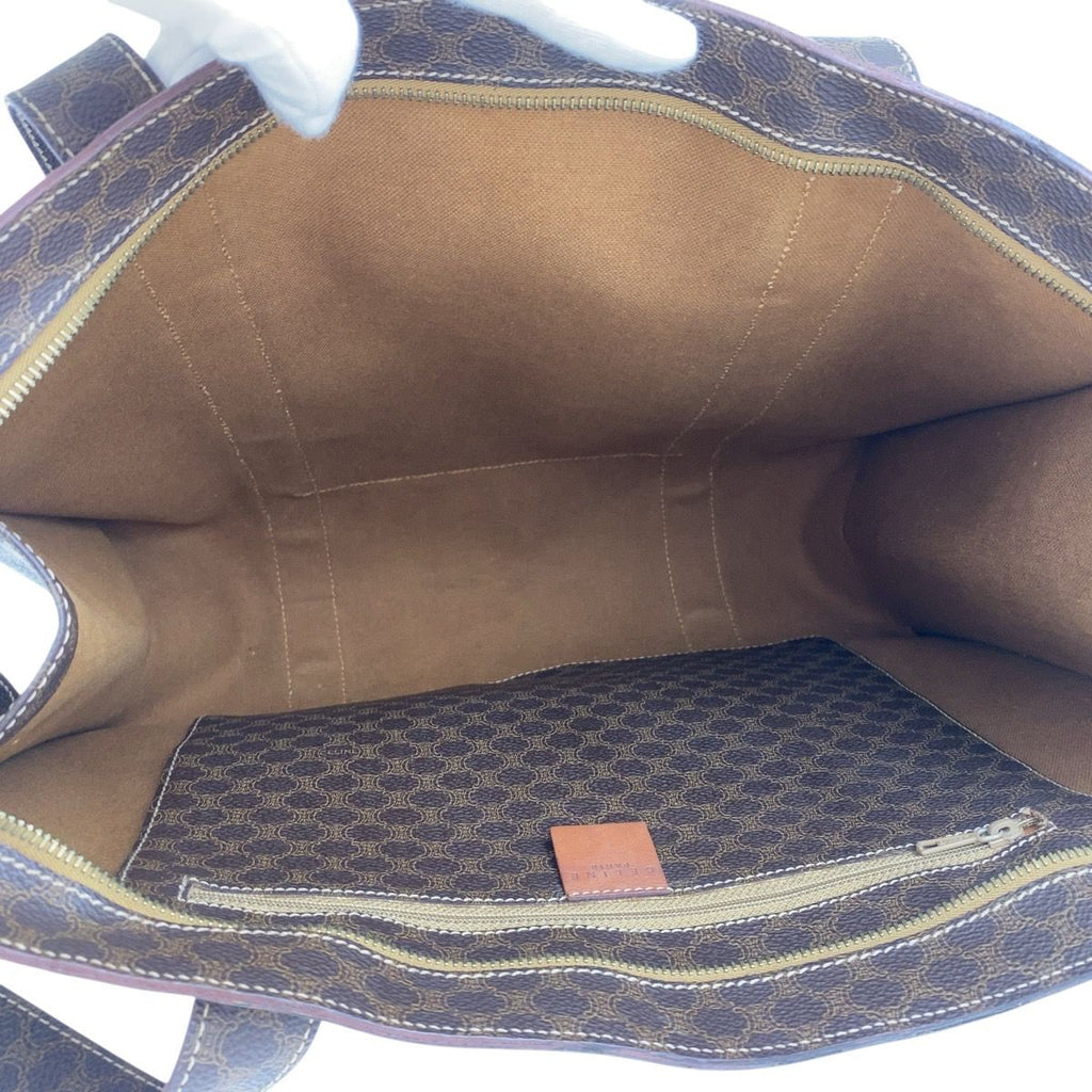 Celine Vintage Macadam Brown Gold 2 Tote Shoulder — view 8