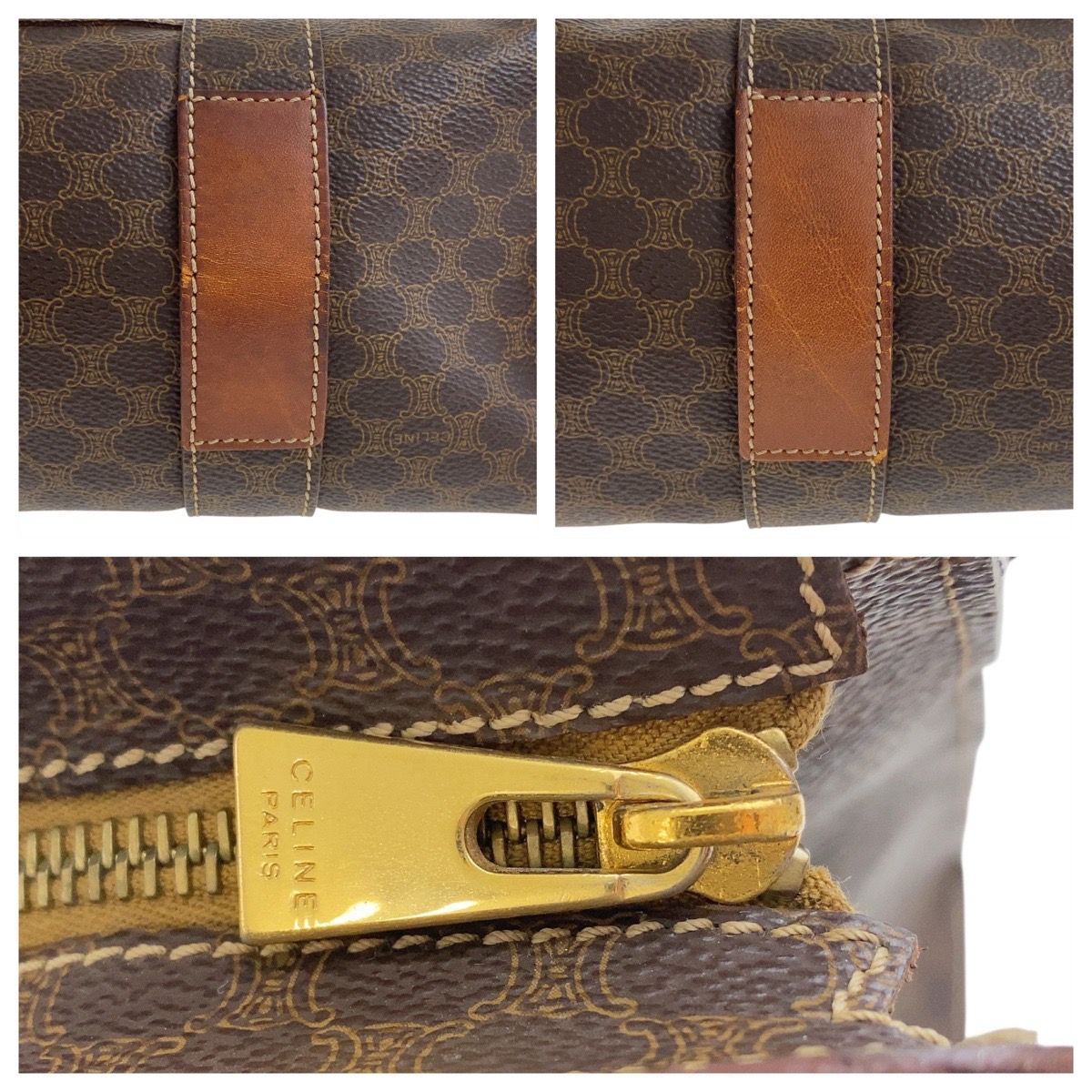 Celine Vintage Macadam Brown Gold 2 Tote Shoulder — view 5