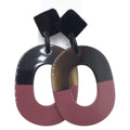 Hermes Buffalo Horn Brown Pink Earrings