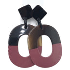 Hermes Buffalo Horn Brown Pink Earrings