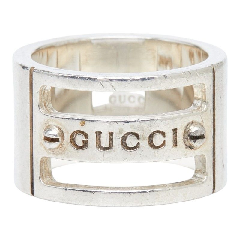 Gucci Logo Buss Ring Silver