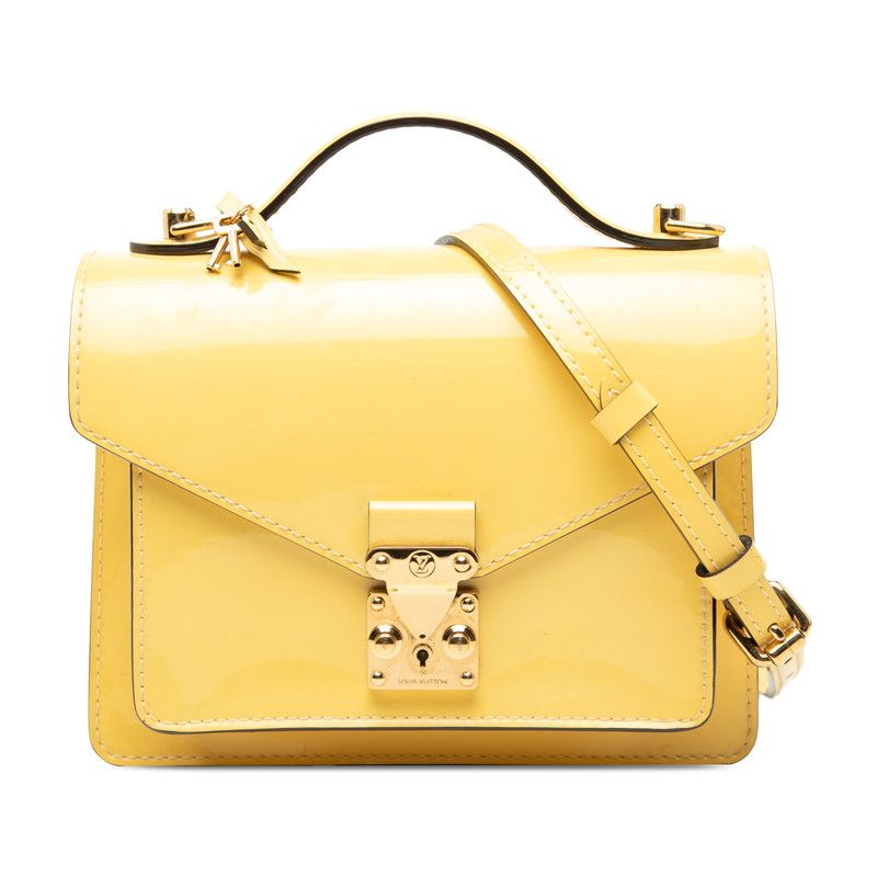 Louis Vuitton Vernis Monceau BB 2-Way Shoulder Bag Yellow Patent Leather
