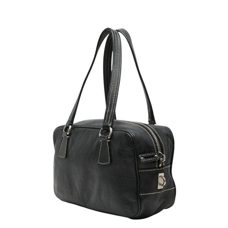 Prada Logo Boston Bag Black Leather — view 2