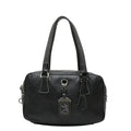 Prada Logo Boston Bag Black Leather