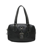 Prada Logo Boston Bag Black Leather
