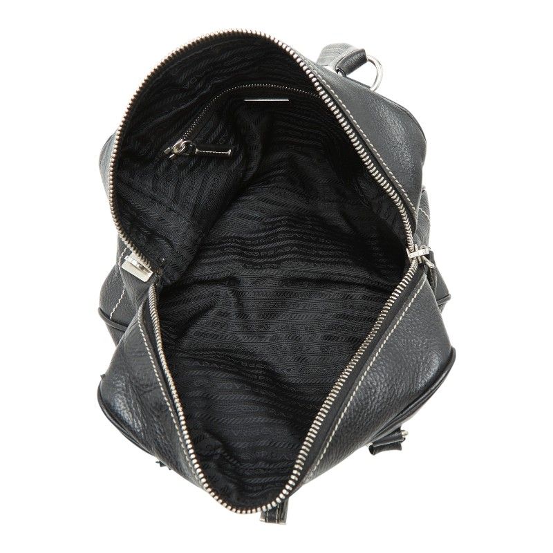 Prada Logo Boston Bag Black Leather — view 9