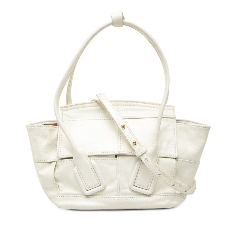 Bottega Veneta Maxi Intrecciato Arco 2-Way Shoulder Bag White Leather