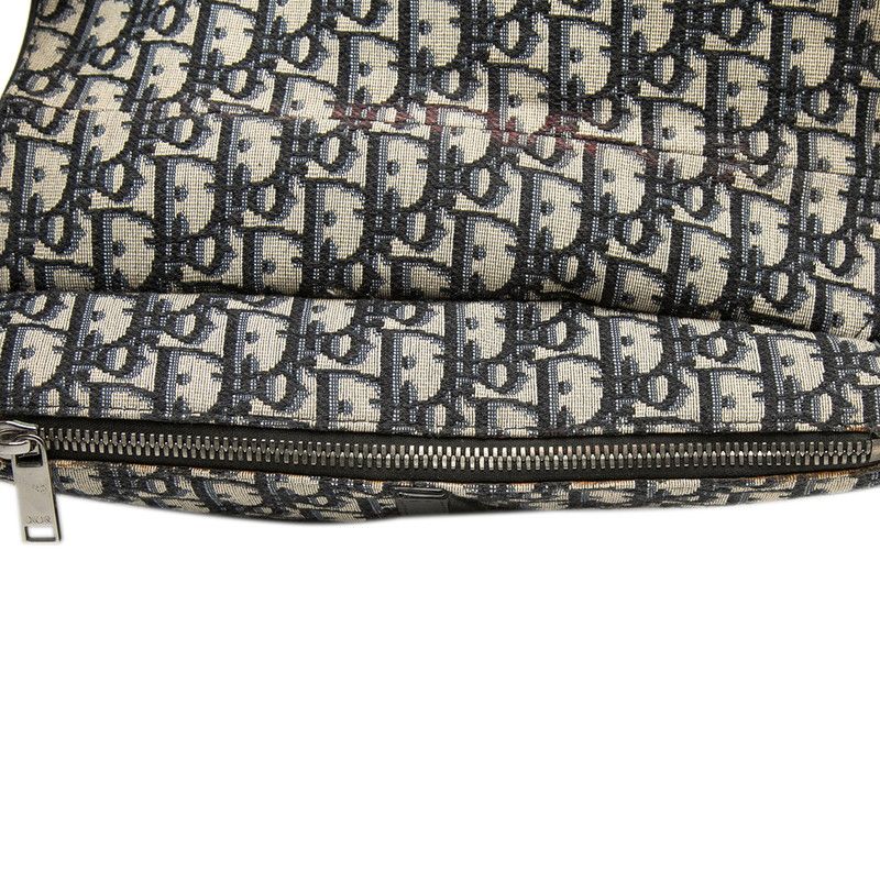 Dior Alex Foxton Oblique Saddle Bag Beige Navy Canvas Leather — view 5