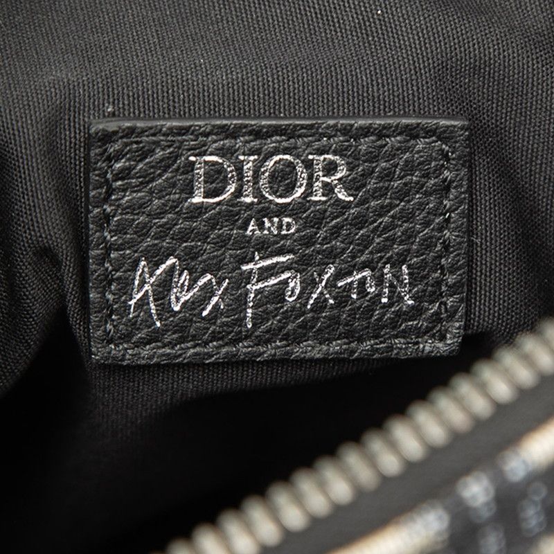 Dior Alex Foxton Oblique Saddle Bag Beige Navy Canvas Leather — view 7