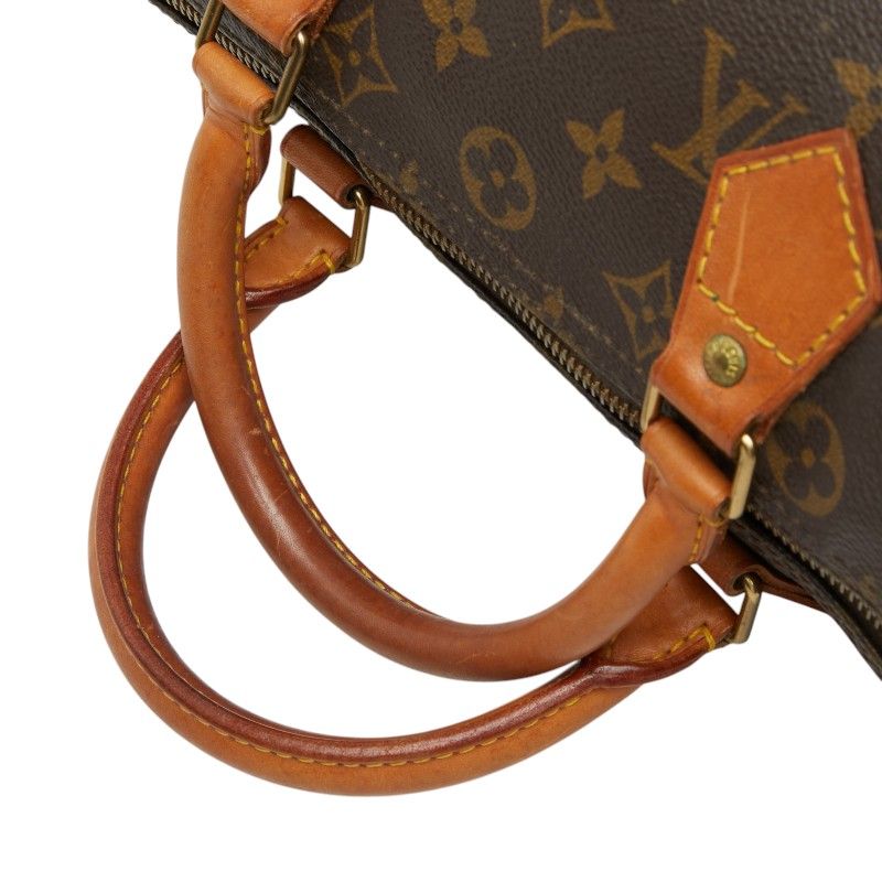 Louis Vuitton Monogram Speedy 30 Mini Boston Bag Brown Leather — view 8