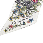 Dior D-floral Mitzah Twilly Scarf White Silk — view 4