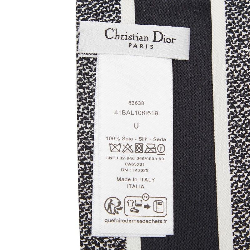 Dior D-floral Mitzah Twilly Scarf White Silk — view 5