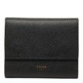 Celine Small Trifold Wallet Compact Black Gray Calf Leather