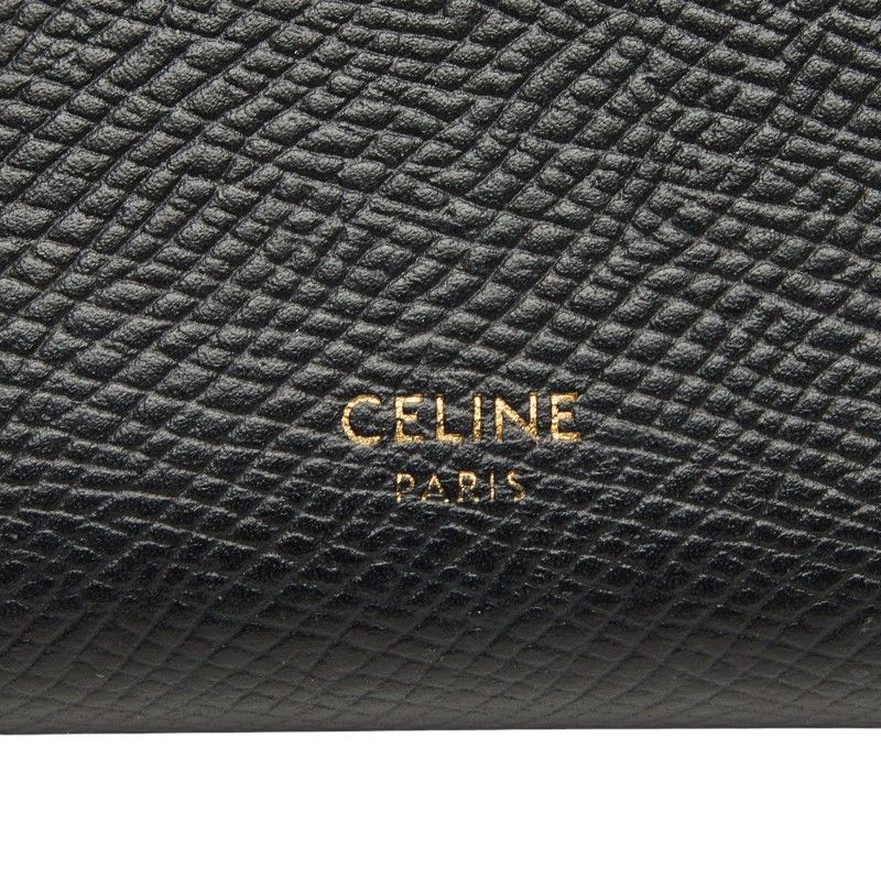 Celine Small Trifold Wallet Compact Black Gray Calf Leather — view 6