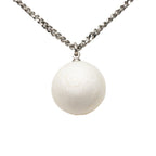 Chanel CC Logo Ball Necklace White Clear Silver Resin Based Metal — view 2