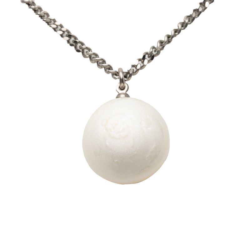 Chanel CC Logo Ball Necklace White Clear Silver Resin Based Metal — view 2