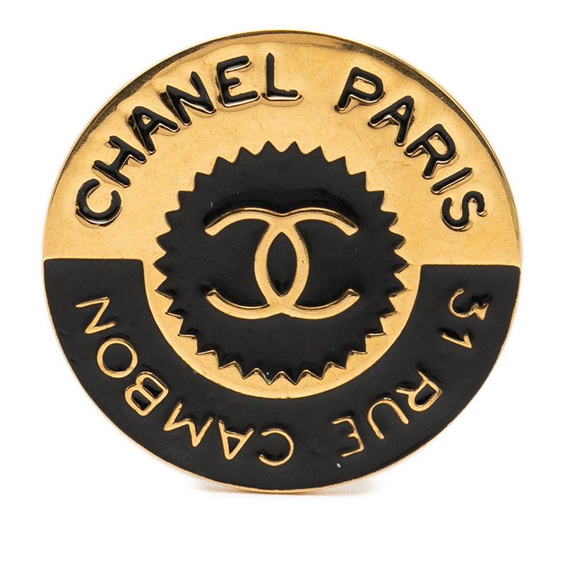 Chanel CC Logo 31 Rue Cambon Paris Brooch Gold/black Plated