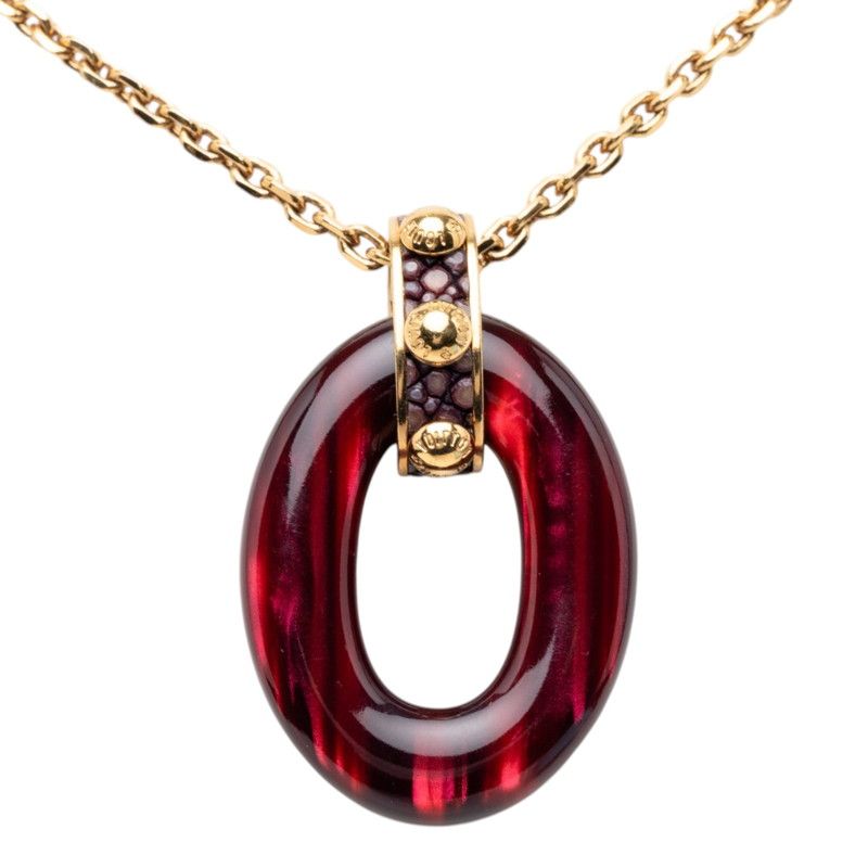 Louis Vuitton Pendentif Gimmic Necklace Gold Purple Plated