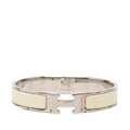 Hermes Click PM Bracelet Silver Off White Metal Enamel