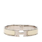 Hermes Click PM Bracelet Silver Off White Metal Enamel