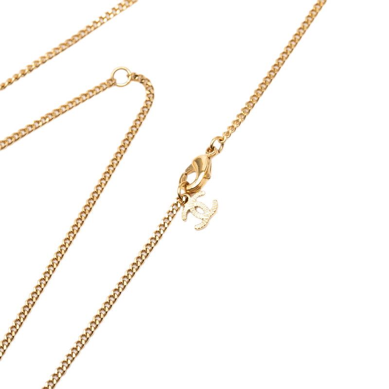 Chanel CC Logo Camellia Necklace Gold Black Plated Faux Pearl Rhinestone — view 4