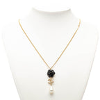 Chanel CC Logo Camellia Necklace Gold Black Plated Faux Pearl Rhinestone — view 6