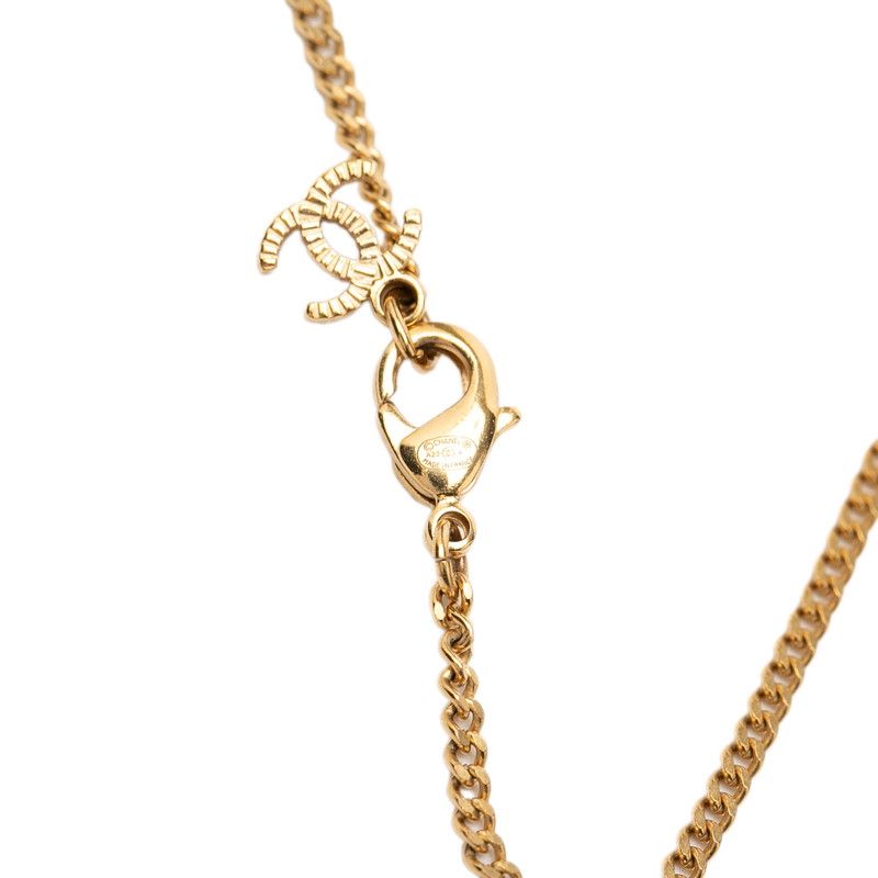 Chanel CC Logo Camellia Necklace Gold Black Plated Faux Pearl Rhinestone — view 5