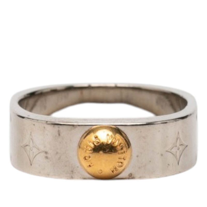 Louis Vuitton Bague Nanogram Ring M Silver Gold Plated Metal