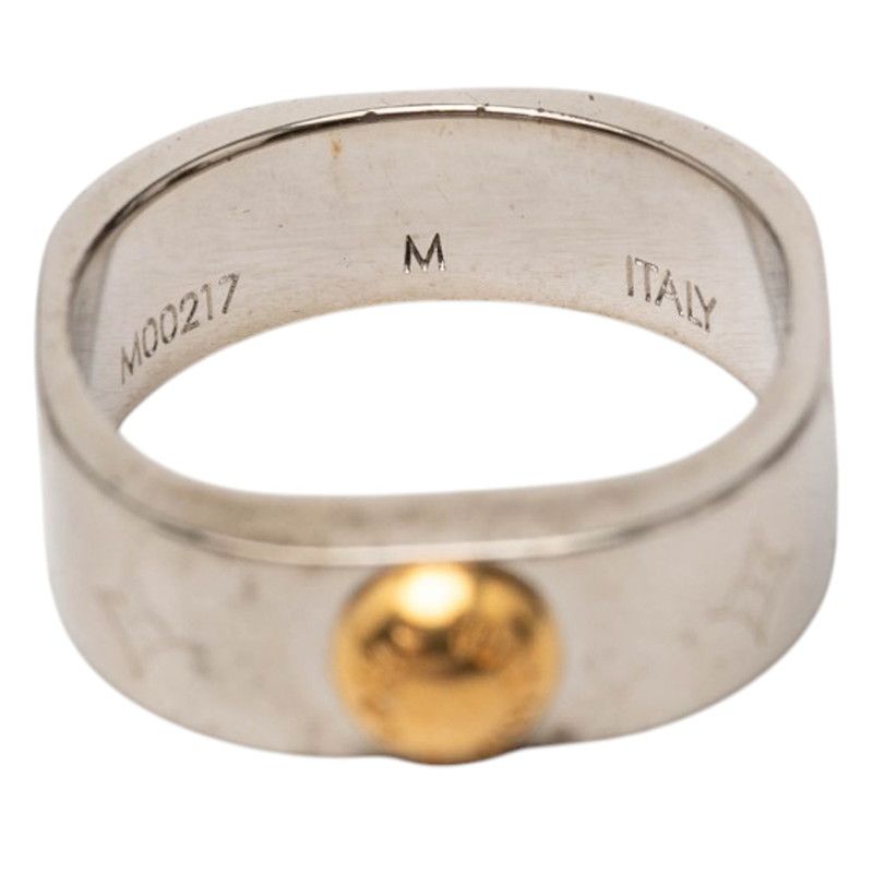 Louis Vuitton Bague Nanogram Ring M Silver Gold Plated Metal — view 5