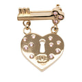 Chanel CC Logo Heart Key Motif Brooch Gold/pink Plated Rhinestone
