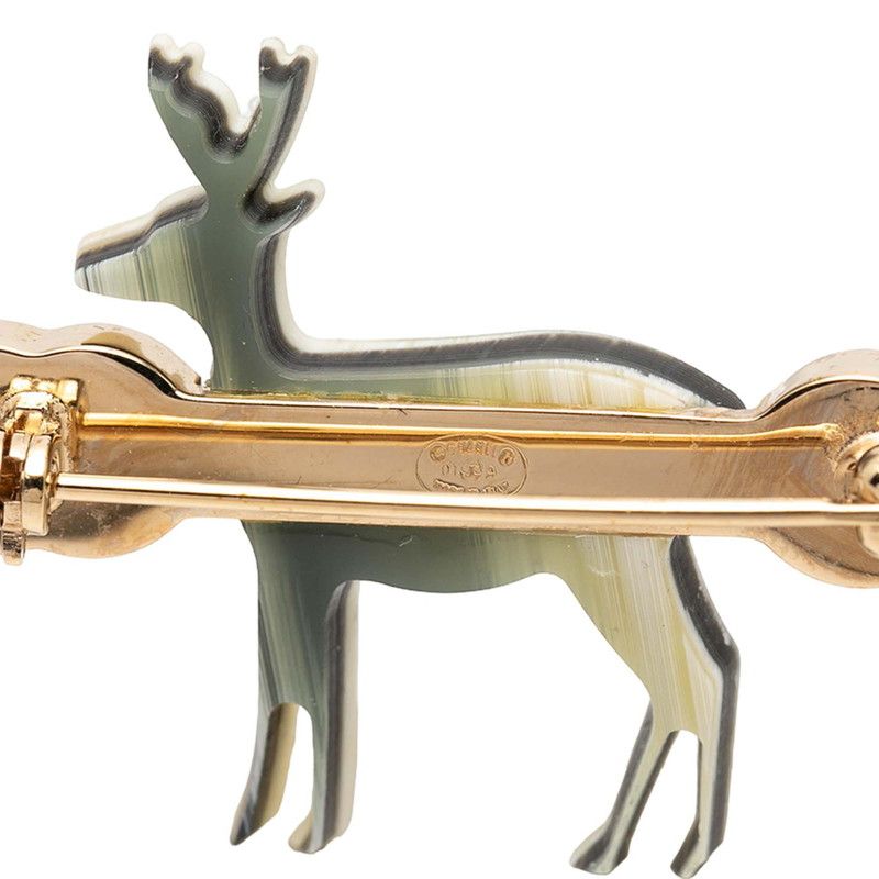 Chanel CC Logo Reindeer Motif Brooch Gold Pink Multicolor Plastic Plated — view 3