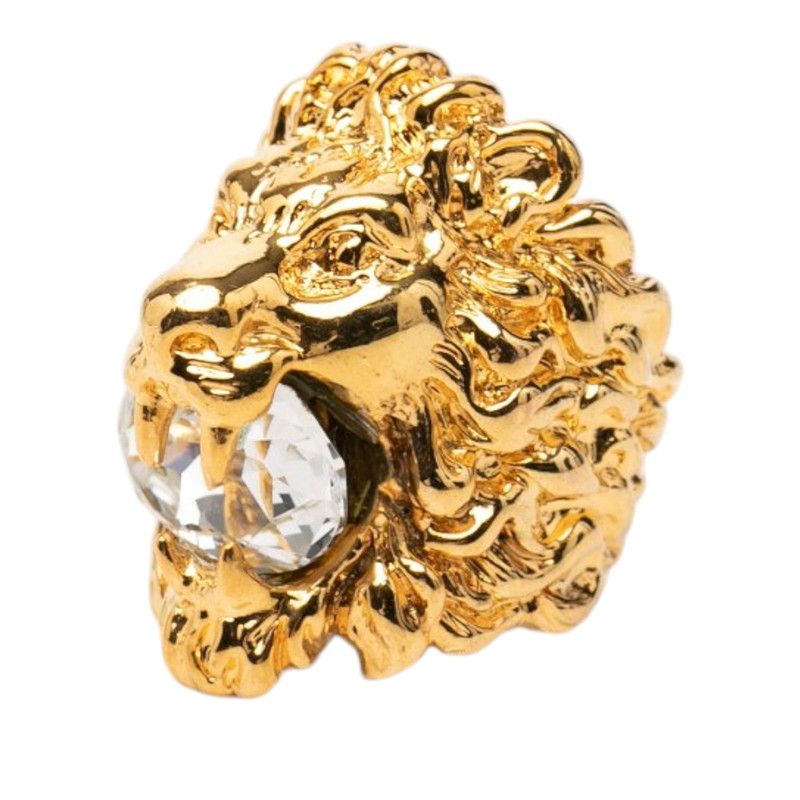 Gucci Tiger Head Ring Gold Plated Rhinestone — view 2